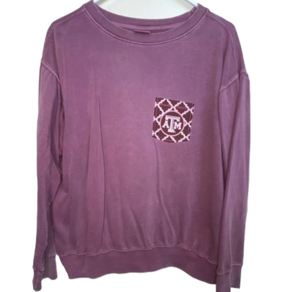 Texas A&M Mauve Crewneck Sweatshirt Washed Cotton Sz M - Picture 1 of 10